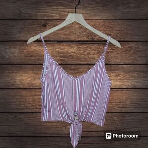Forever 21 Stripe Knot Crop Tank Size M